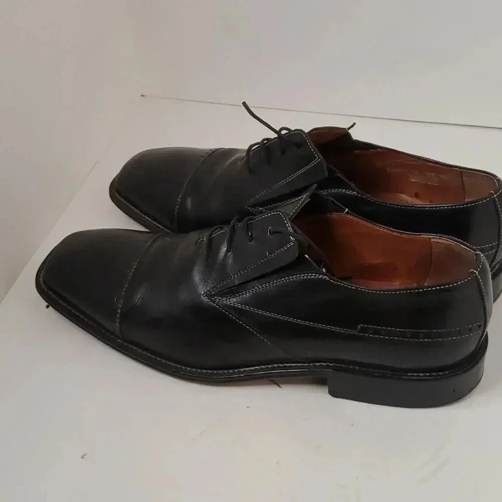 Brass Boot Made in Spain Black Cap Toe Shoes 10
